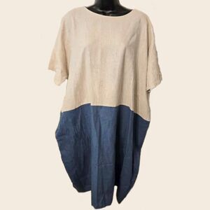 Loose Linen Blend Lagenlook Dress with Pockets Zenana Outfitters